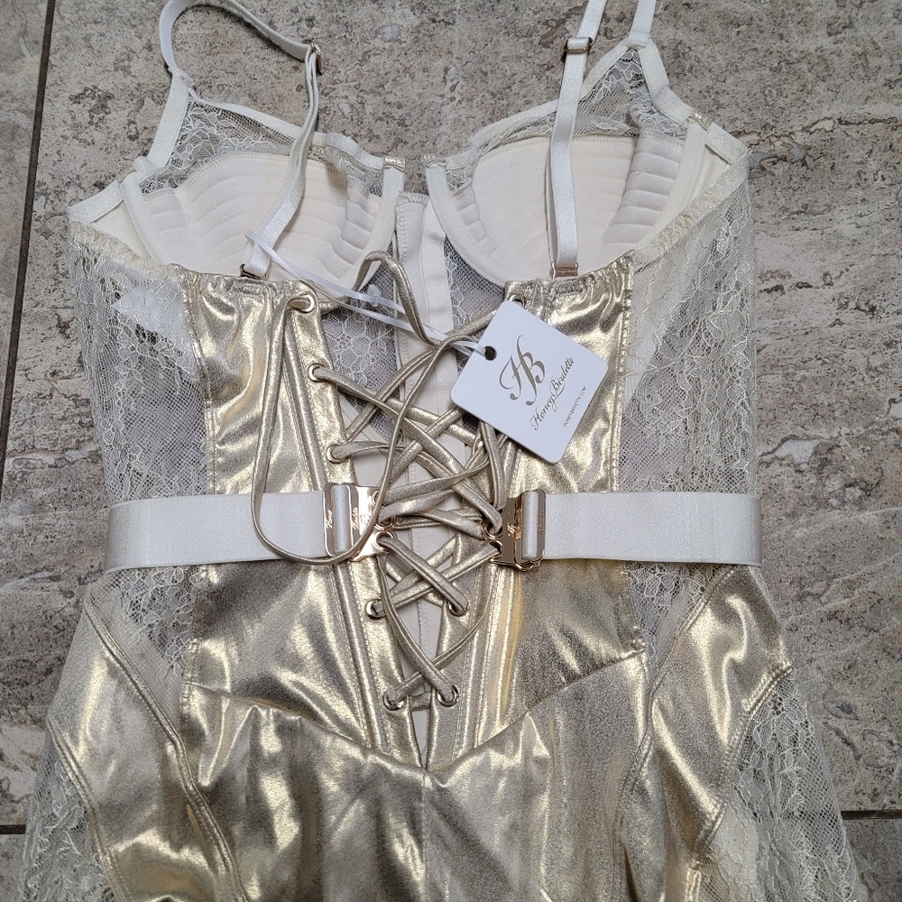 Honey Birdette Gold Satin Backless Dress - Picture 7 of 11